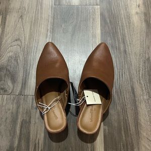 Faux leather mules